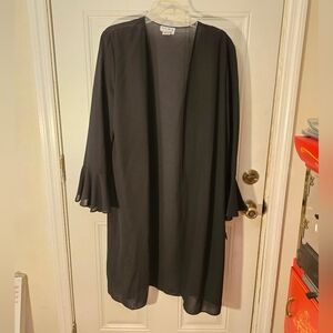 Vintage SB collection Sheer Fashion Coat Black Buttons Sleeves Size 14